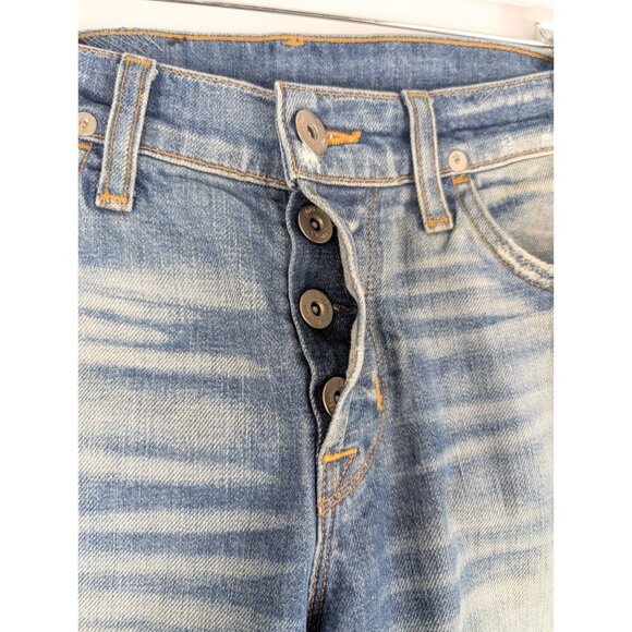 Hudson Jeans Mens 30x32 Blue Axl Skinny Button Fly Distressed Denim - Picture 2 of 11